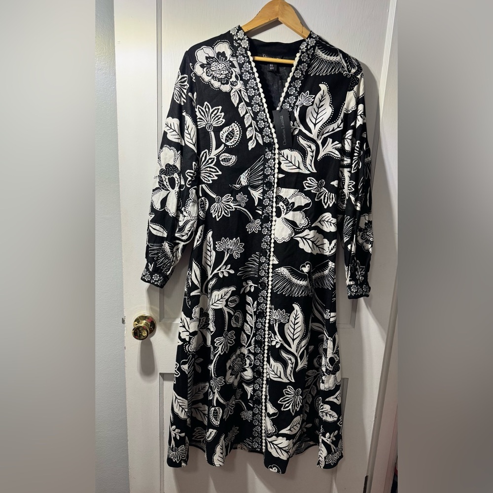 NWT Christian Lacroix Boho Black and White Floral Women's Dress - Picture 6 of 9